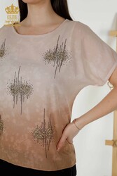 Bluse aus Viskosestoff, steinbestickter Damenbekleidungshersteller - 79174 | Echtes Textil - Thumbnail