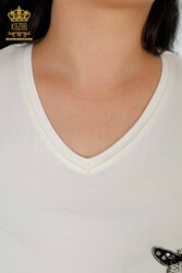 Bluse aus Viskosestoff V-Ausschnitt Damenbekleidung - 78933 | Echtes Textil - Thumbnail