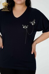 Bluse aus Viskosestoff V-Ausschnitt Damenbekleidung - 78933 | Echtes Textil - Thumbnail