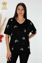 Bluse aus Viskosestoff V-Ausschnitt Damenbekleidung - 78934 | Echtes Textil - Thumbnail