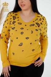 Bluse aus Viskosestoff mit V-Ausschnitt für Damen – 79047 | Echtes Textil - Thumbnail