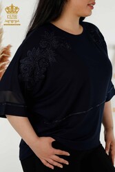 Bluse aus Viskosestoff, bestickter Damenbekleidungshersteller - 79051 | Echtes Textil - Thumbnail