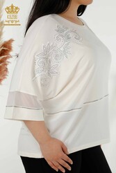 Bluse aus Viskosestoff, bestickter Damenbekleidungshersteller - 79051 | Echtes Textil - Thumbnail