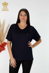 Bluse aus Viskosestoff Kurzarm Damenbekleidung - 78931 | Echtes Textil - Thumbnail