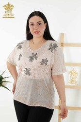 Bluse aus Viskosestoff V-Ausschnitt Damenbekleidung - 79126 | Echtes Textil - Thumbnail
