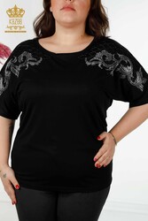 Блуза из вискозной ткани Производитель женской одежды с вышивкой камнем - 79055 | Настоящий текстиль - Thumbnail