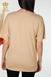 из вискозной ткани Блуза - V-образный вырез - Женская одежда - 78934 | Настоящий текстиль - Thumbnail
