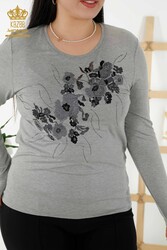 из вискозной ткани Блуза - Круглый воротник - Женская одежда - 79045 | Настоящий текстиль - Thumbnail