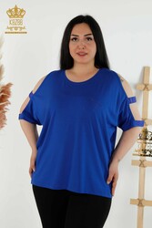 Блуза из вискозной ткани с круглым вырезом Женская одежда - 79108 | Настоящий текстиль - Thumbnail