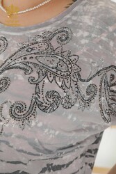 из вискозной ткани Блуза - Круглый воротник - Женская одежда - 79125 | Настоящий текстиль - Thumbnail