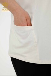 Блузка из вискозной ткани с карманом Детальный производитель женской одежды - 79294 | Настоящий текстиль - Thumbnail