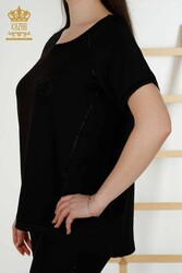 Блуза из вискозной ткани Производитель женской одежды с короткими рукавами - 79232 | Настоящий текстиль - Thumbnail