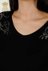 Блуза из вискозной ткани Производитель женской одежды с V-образным вырезом - 79054 | Настоящий текстиль - Thumbnail