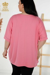 Блуза из вискозной ткани Производитель женской одежды с V-образным вырезом - 79068 | Настоящий текстиль - Thumbnail