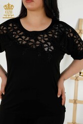 из вискозной ткани - Блуза - С короткими рукавами - Женская одежда - 79049 | Настоящий текстиль - Thumbnail