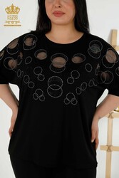 Блуза из вискозной ткани с вышивкой камнем Производитель женской одежды - 79094 | Настоящий текстиль - Thumbnail