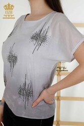 Блуза из вискозной ткани с вышивкой камнем Производитель женской одежды - 79174 | Настоящий текстиль - Thumbnail