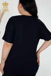 из вискозной ткани Блуза - V-образный вырез - Женская одежда - 78933 | Настоящий текстиль - Thumbnail