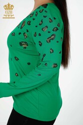 из вискозной ткани Блуза - V-образный вырез - Женская одежда - 79047 | Настоящий текстиль - Thumbnail