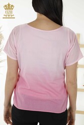 из вискозной ткани Блуза - Круглый воротник - Женская одежда - 79165 | Настоящий текстиль - Thumbnail